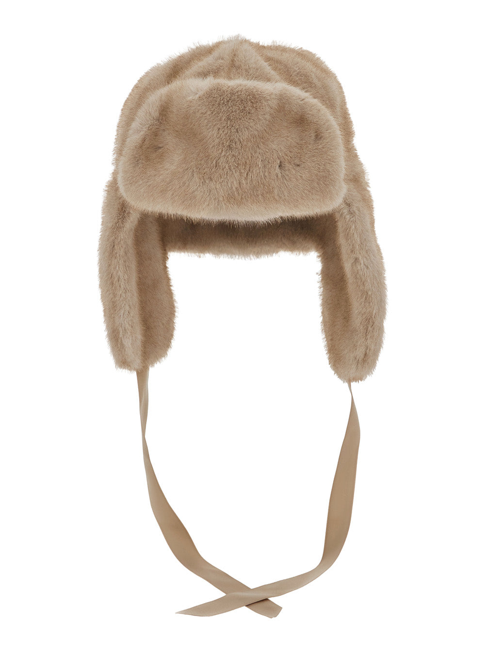 Leplain Women Beige Beanie With Adjustable Drawstring In Fur For Women