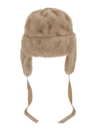 Leplain Women Beige Beanie With Adjustable Drawstring In Fur For Women
