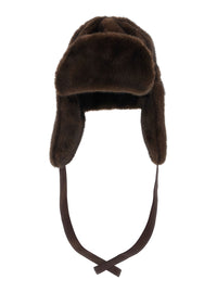Leplain Women Brown Beanie With Adjustable Drawstring In Fur For Women