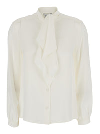 Max Mara Women White Shirt With Scarf Collar And Long Sleeves In Silk For Women