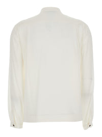 Max Mara Women White Shirt With Scarf Collar And Long Sleeves In Silk For Women