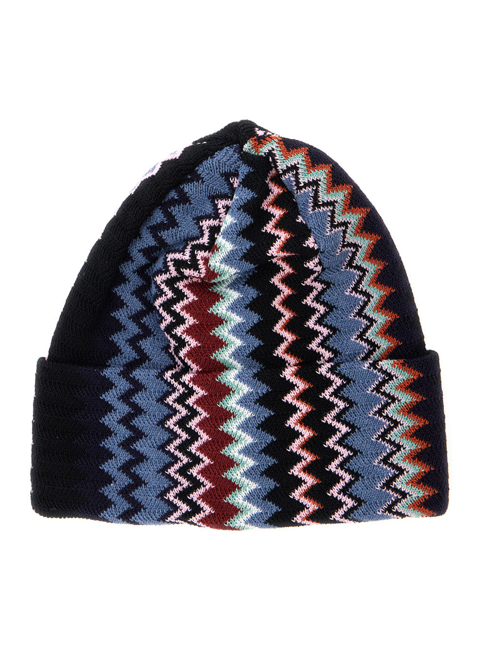 Missoni Women Multicolor Beanie With Turn-Up Brim Zigzag Motif In Wool Blend For Women