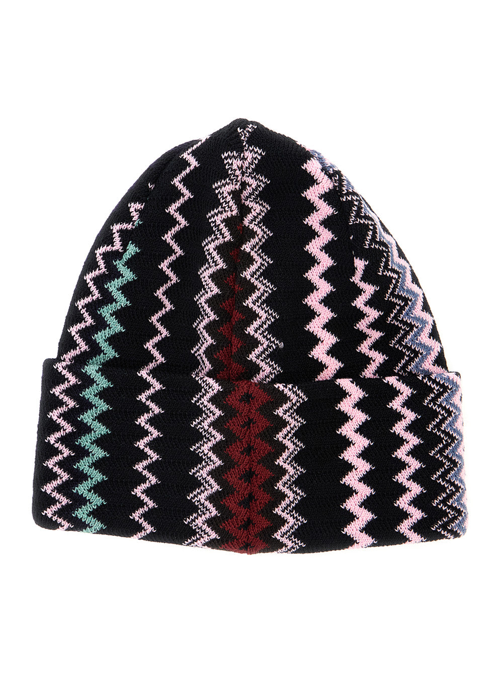 Missoni Women Multicolor Beanie With Turn-Up Brim Zigzag Motif In Wool Blend For Women