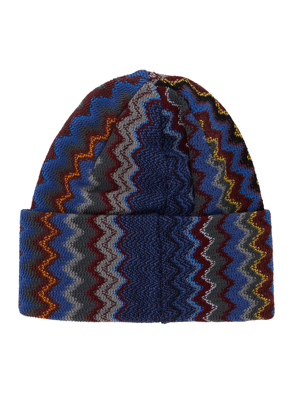 MISSONI Missoni Men Brown Beanie With Turn-Up Brim Zigzag Motif In Wool Blend For Men