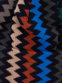 MISSONI Missoni Men Black Beanie With Turn-Up Brim Zigzag Motif In Wool Blend For Men