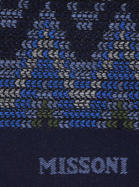 MISSONI Missoni Men Blue Scarf With All-Over Zig Zag Motif And Logo Lettering In Wool For Men