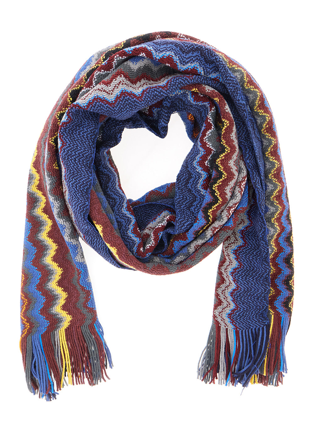 MISSONI Missoni Men Multicolor Scarf With All-Over Zig Zag Motif And Fringed Edge In Wool And Fabric Blend For Men
