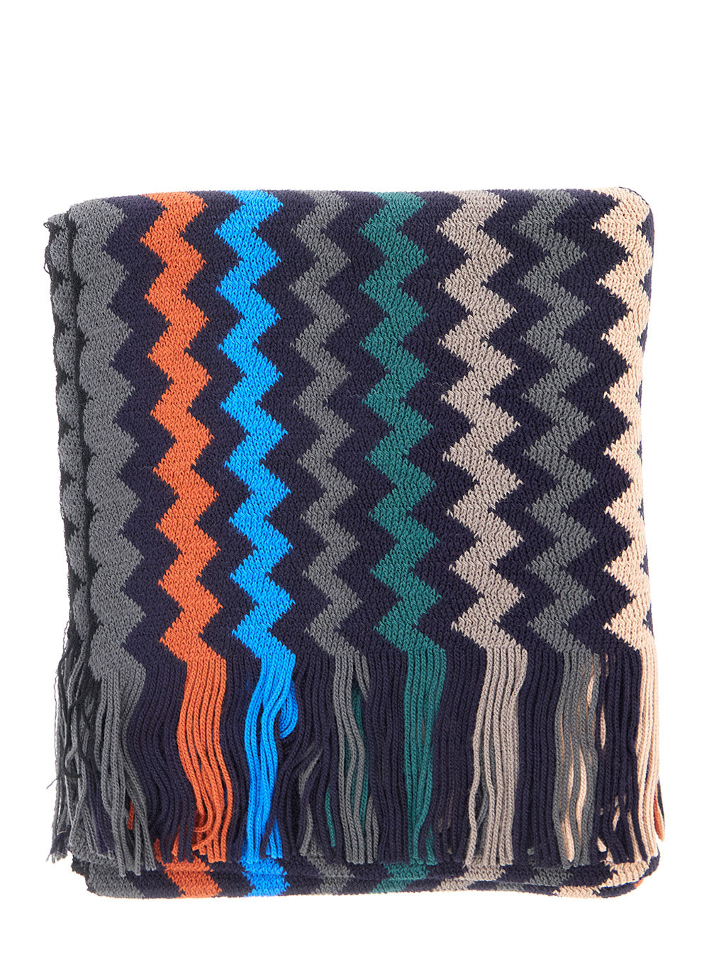 Missoni Men Multicolor Scarf With All-Over Zig Zag Motif And Fringed Edge In Wool And Fabric Blend For Men