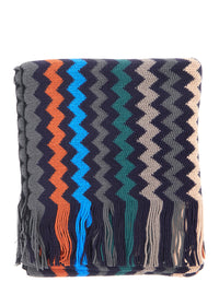 Missoni Men Multicolor Scarf With All-Over Zig Zag Motif And Fringed Edge In Wool And Fabric Blend For Men