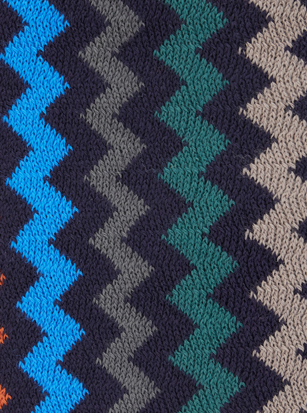 Missoni Men Multicolor Scarf With All-Over Zig Zag Motif And Fringed Edge In Wool And Fabric Blend For Men