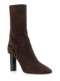 Paris Texas Women 'Alice' Brown High-Heeled Ankle Boots With Zip Closure In Suede For Women