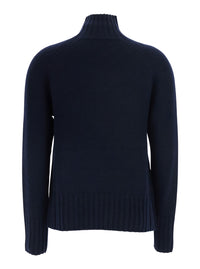 'S Maxmara Women 'Mantova' Blue Sweater With High Collar And Long Sleeves In Wool And Cashmere For Women