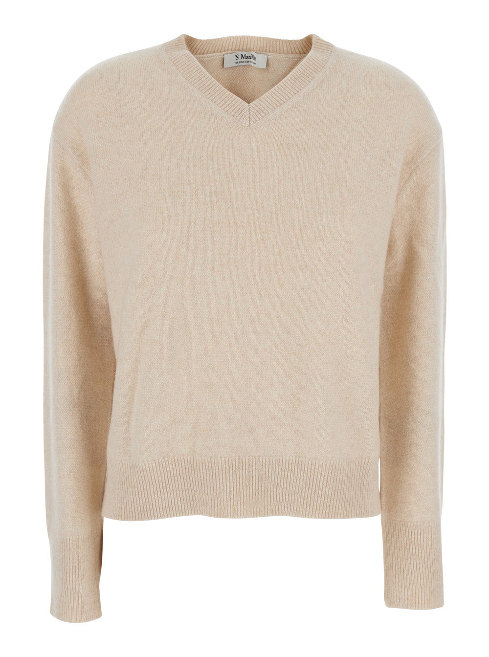 'S Maxmara Women 'Fata' Beige Sweater With V-Neck And Long Sleeves In Cashmere For Women