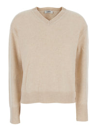 'S Maxmara Women 'Fata' Beige Sweater With V-Neck And Long Sleeves In Cashmere For Women