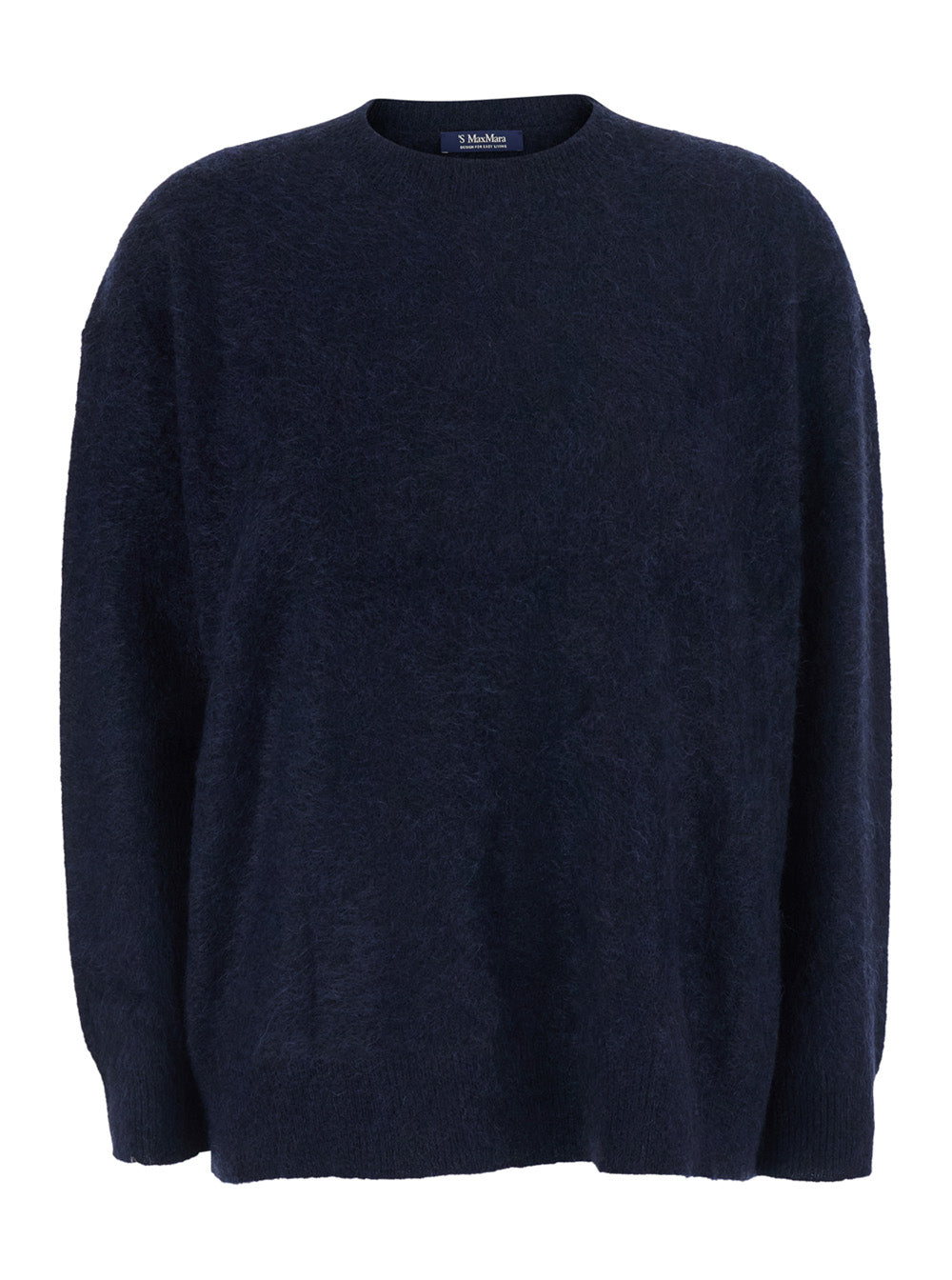 'S Maxmara Women 'Maria' Blue Sweater With Removable Scarf And Brushed Effect In Wool For Women