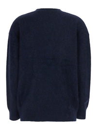 'S Maxmara Women 'Maria' Blue Sweater With Removable Scarf And Brushed Effect In Wool For Women
