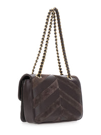 Valentino Garavani Women 'Djuna' Brown Medium Crossbody Bag With Two Chain Handles And Vlogo Plaque On The Front In Leather And Suede For Women