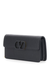 VALENTINO GARAVANI Valentino Garavani Women Black Mini Bag With Chain Strap And Vlogo Plaque On The Front In Leather For Women