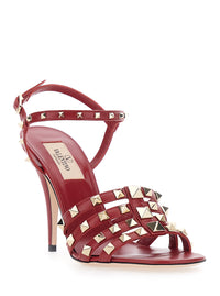 Valentino Garavani Women Red Slingback Sandals With High Stiletto Heel And Rockstud Decoration For Women