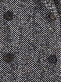 Brunello Cucinelli Women Grey Double-Breasted Coat With Peak Revers In Wool For Women
