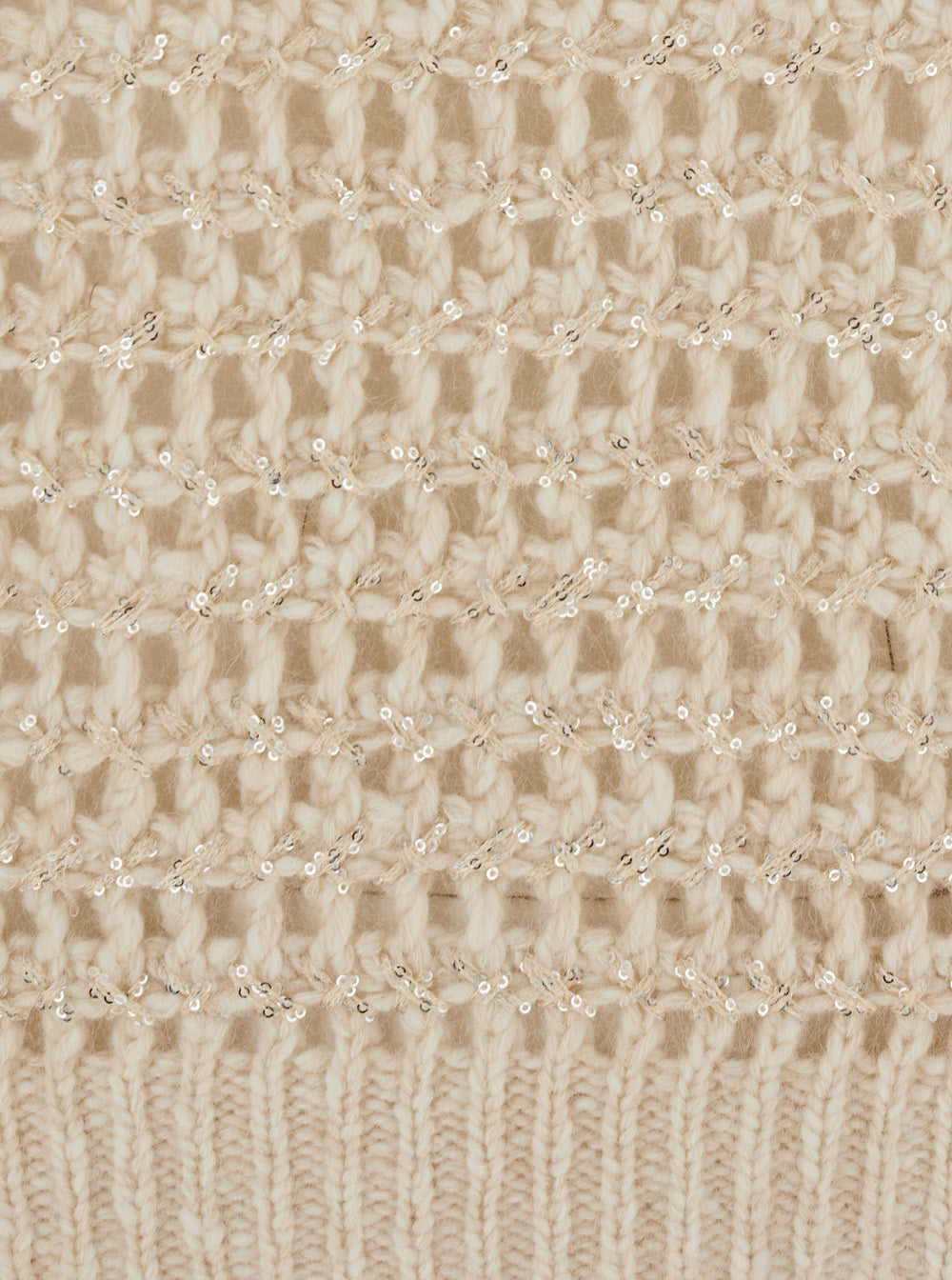 BRUNELLO CUCINELLI Brunello Cucinelli Women White Crew Neck Sweater With Openwork Knit In Blend Wool And Cashmere For Women