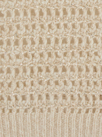 BRUNELLO CUCINELLI Brunello Cucinelli Women White Crew Neck Sweater With Openwork Knit In Blend Wool And Cashmere For Women