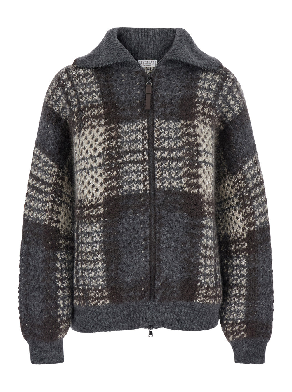 Brunello Cucinelli Women Multicolor Jacket With Folded High Collar And Dropped Shoulders In Wool Blend For Women