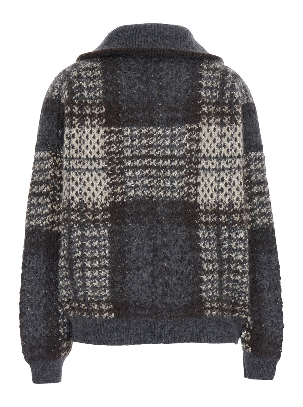 Brunello Cucinelli Women Multicolor Jacket With Folded High Collar And Dropped Shoulders In Wool Blend For Women