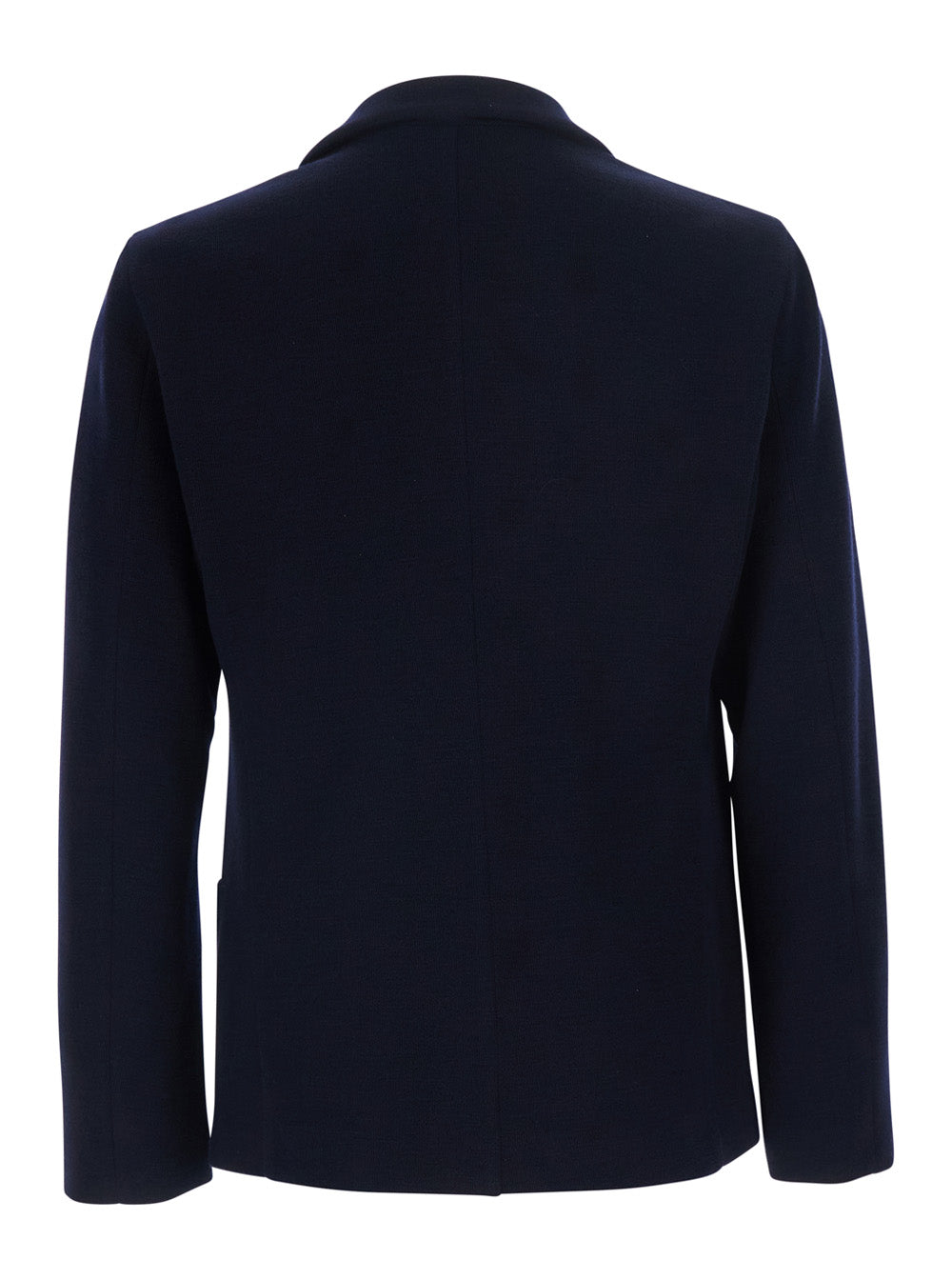 Giorgio Armani Men Blue Jacket With V-Neck And Patch Pockets In Virgin Wool Men