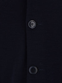 Giorgio Armani Men Blue Jacket With V-Neck And Patch Pockets In Virgin Wool Men