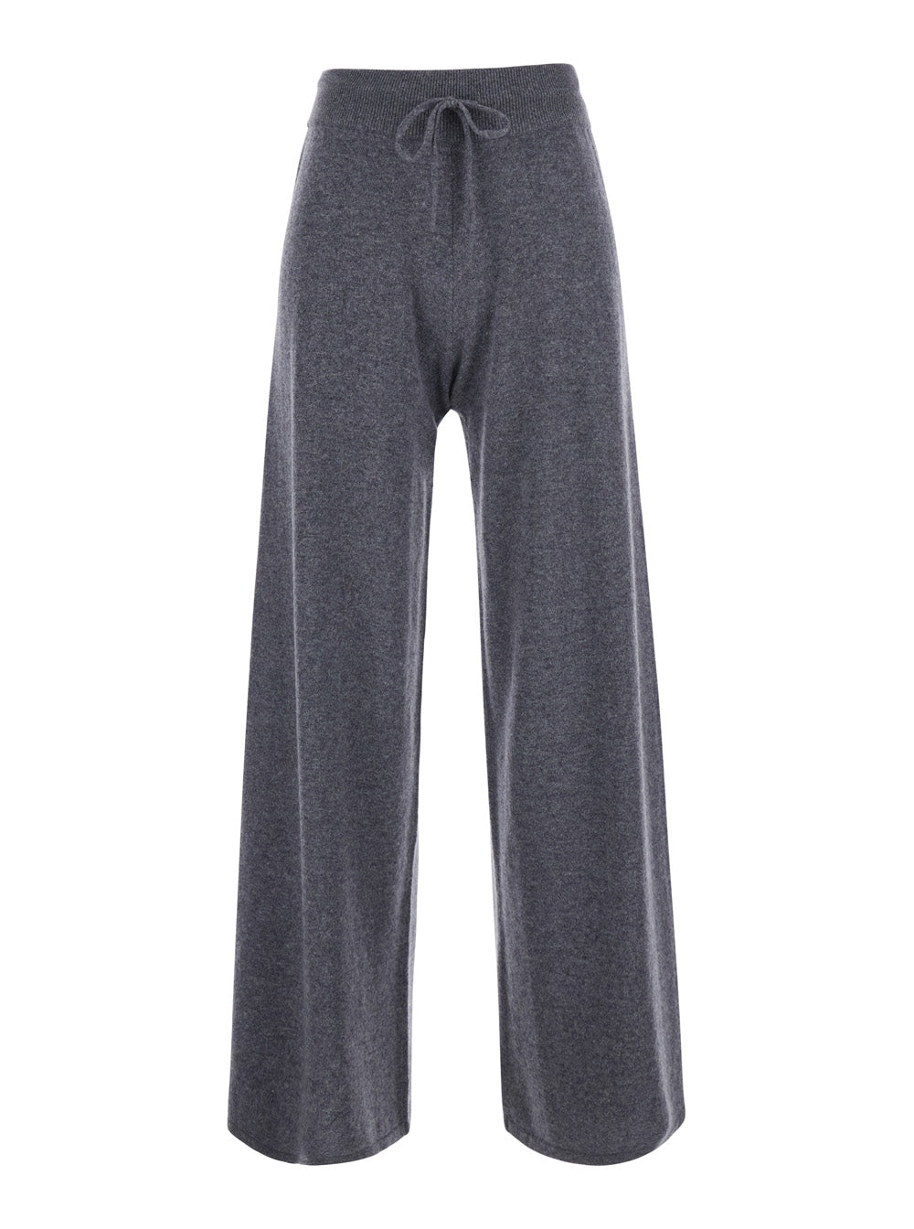 Lisa Yang Women 'Sofi' Grey Trousers With Elasticated Waist And Wide Leg In Cashmere For Women