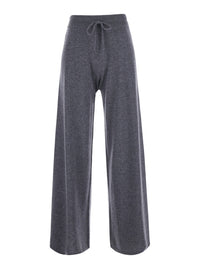 Lisa Yang Women 'Sofi' Grey Trousers With Elasticated Waist And Wide Leg In Cashmere For Women