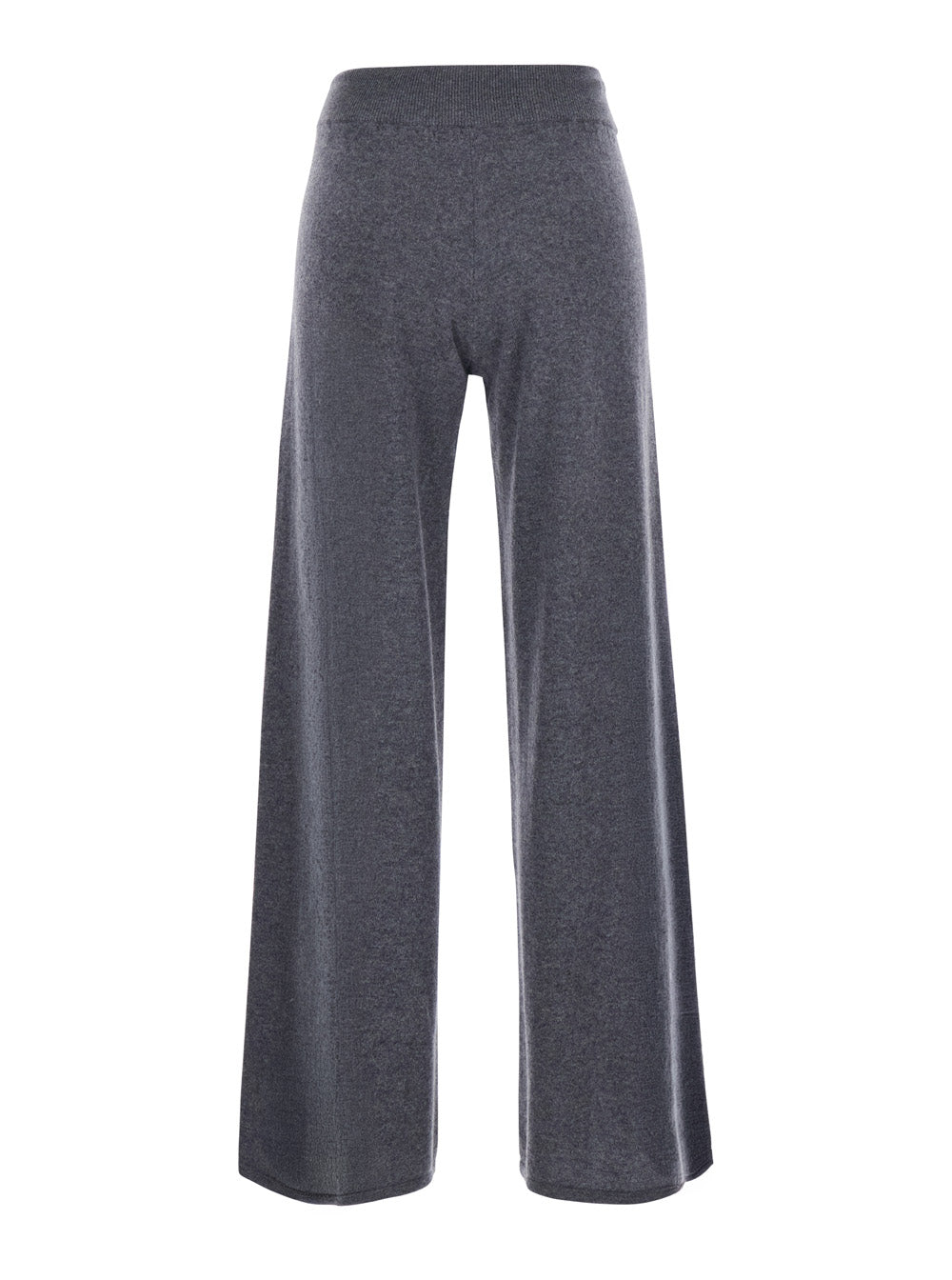 Lisa Yang Women 'Sofi' Grey Trousers With Elasticated Waist And Wide Leg In Cashmere For Women