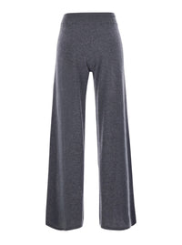 Lisa Yang Women 'Sofi' Grey Trousers With Elasticated Waist And Wide Leg In Cashmere For Women