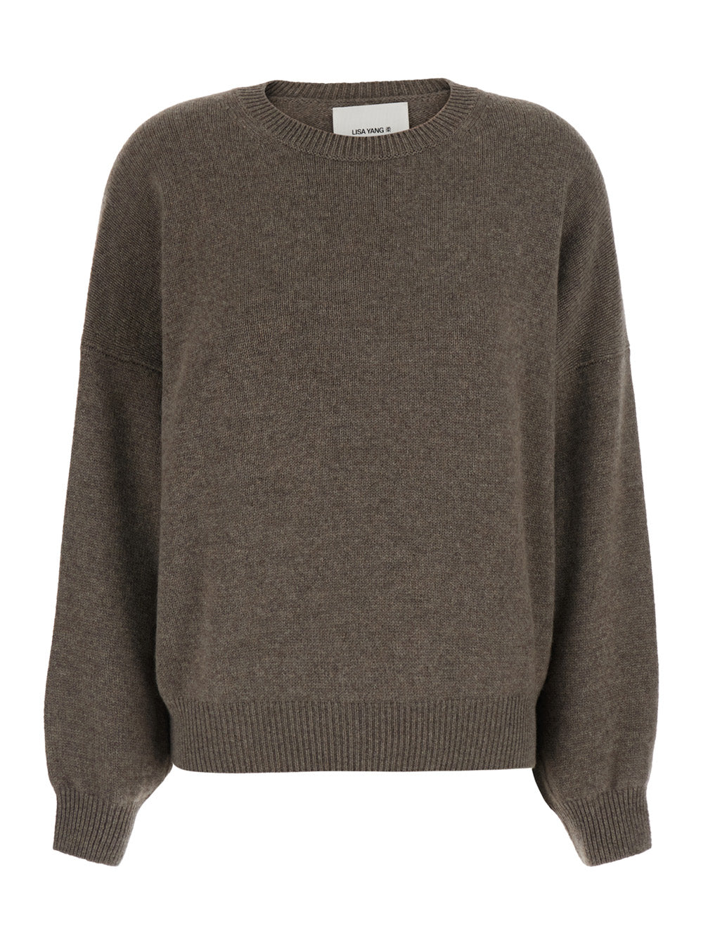 Lisa Yang Women 'Veira' Brown Sweater With Dropped Shoulders And Ribbed Details In Cashmere Women