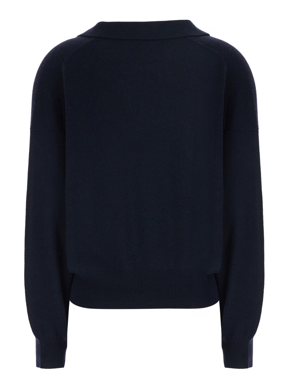 Lisa Yang Women 'Katriel' Blue Sweater With Polo Collar And Ribbed Details In Cashmere Women