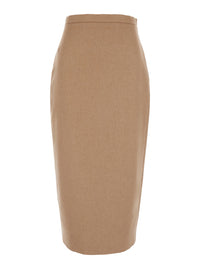 Max Mara Women Beige Skirt With Slit And Back Closure In Wool For Women