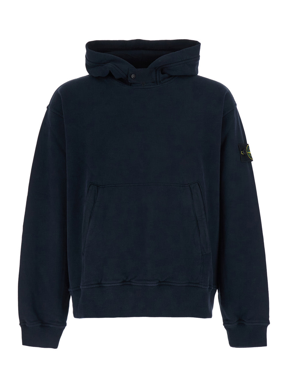 Stone Island Men Blue Sweatshirt With Fixed Hood And Logo Patch On The Sleeve In Cotton For Men
