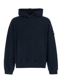 Stone Island Men Blue Sweatshirt With Fixed Hood And Logo Patch On The Sleeve In Cotton For Men