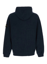 Stone Island Men Blue Sweatshirt With Fixed Hood And Logo Patch On The Sleeve In Cotton For Men