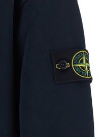 Stone Island Men Blue Sweatshirt With Fixed Hood And Logo Patch On The Sleeve In Cotton For Men
