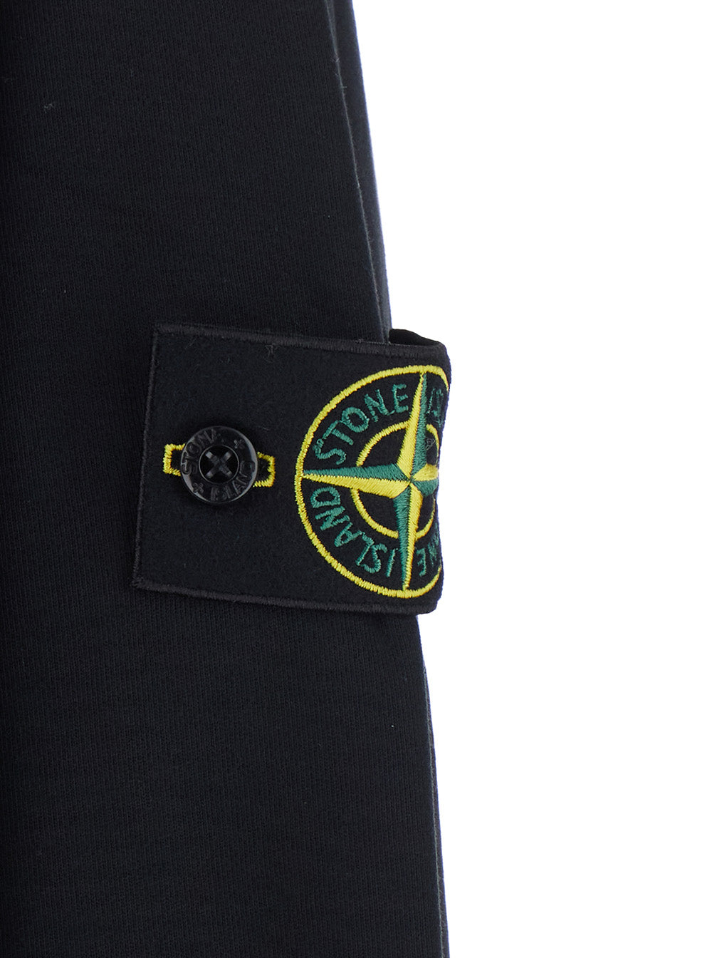 Stone Island Men Black Crewneck Sweatshirt With Logo Patch On The Sleeve In Cotton For Men