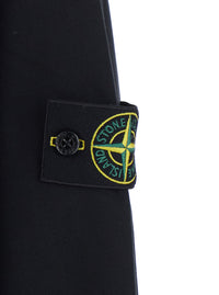 Stone Island Men Black Crewneck Sweatshirt With Logo Patch On The Sleeve In Cotton For Men