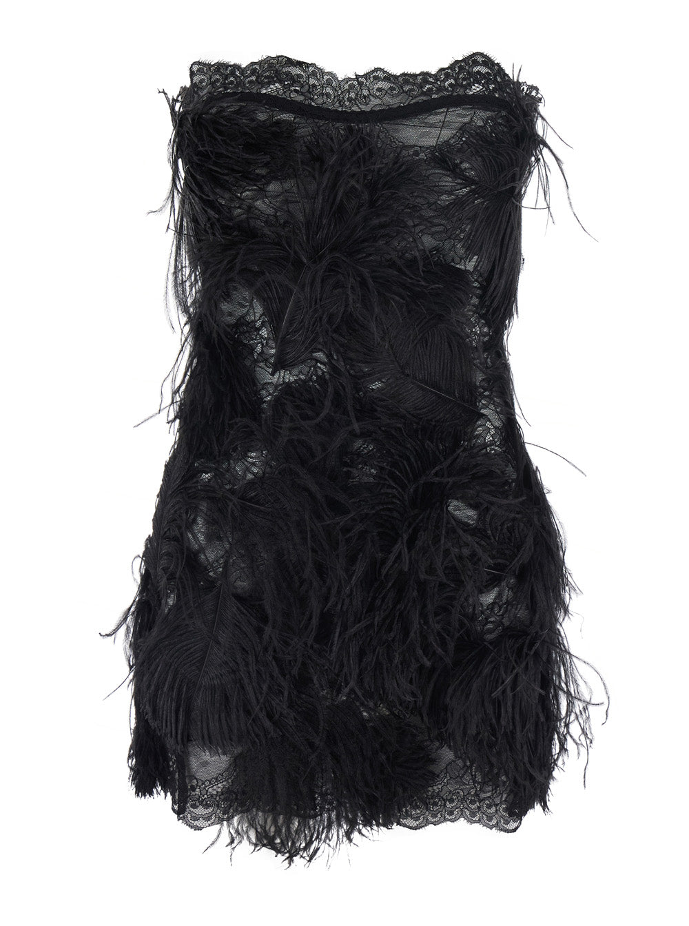 The Attico Women Embroidered Ostrich Feathers On Lace