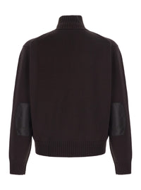 Tom Ford Men Brown Sweater With High Collar And Ribbed Design In Cotton Blend For Men