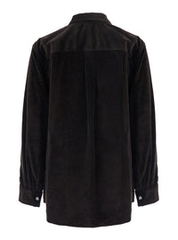 Bottega Veneta Men Brown Shirt With Classic Collar And Two Patch Pockets On The Front In Corduroy For Men