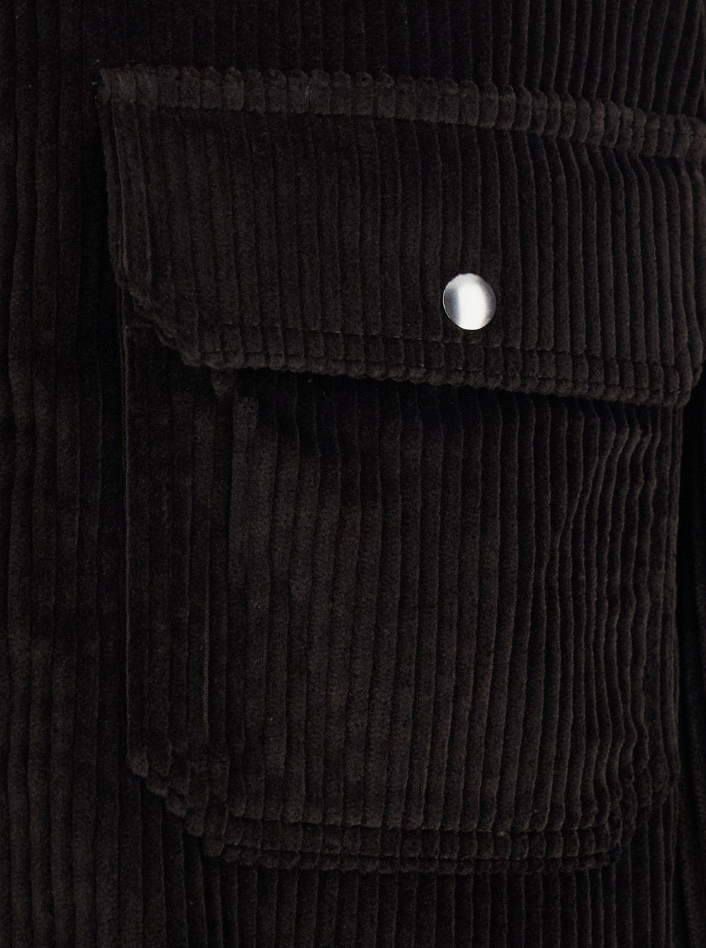 Bottega Veneta Men Brown Shirt With Classic Collar And Two Patch Pockets On The Front In Corduroy For Men