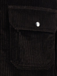 Bottega Veneta Men Brown Shirt With Classic Collar And Two Patch Pockets On The Front In Corduroy For Men
