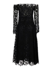 Fendi Women Black Dress With Off-Shoulder In Macramé Lace For Women