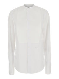 Fendi Women White Shirt With Mandarin Collar In Cotton Poplin For Women